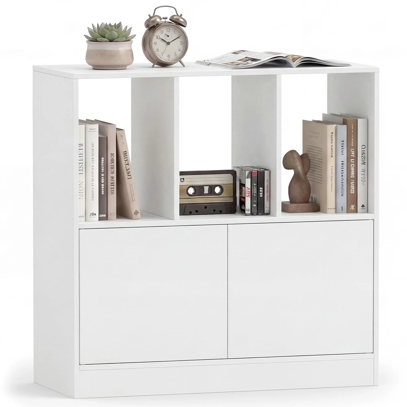 Tangkula 3-Cube Bookcase with Cabinet for Study Home Office Living Room