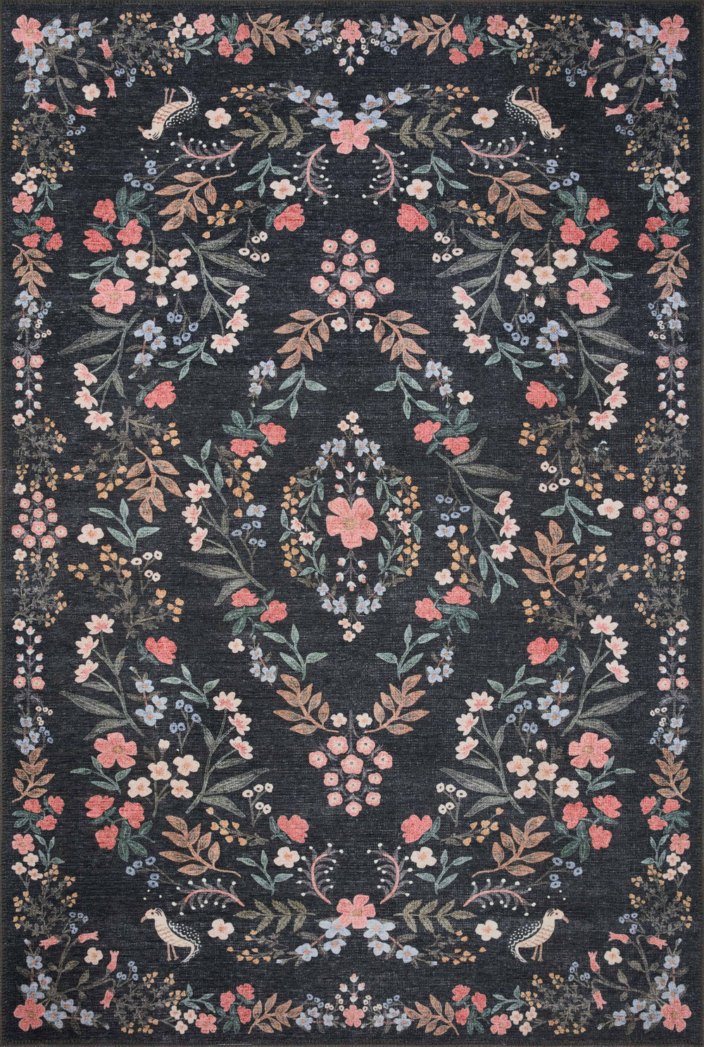 Rifle Paper Co. x Loloi 2'6" x 12'0" Black Maison Tuileries (MAO-04) Runner Area Rug