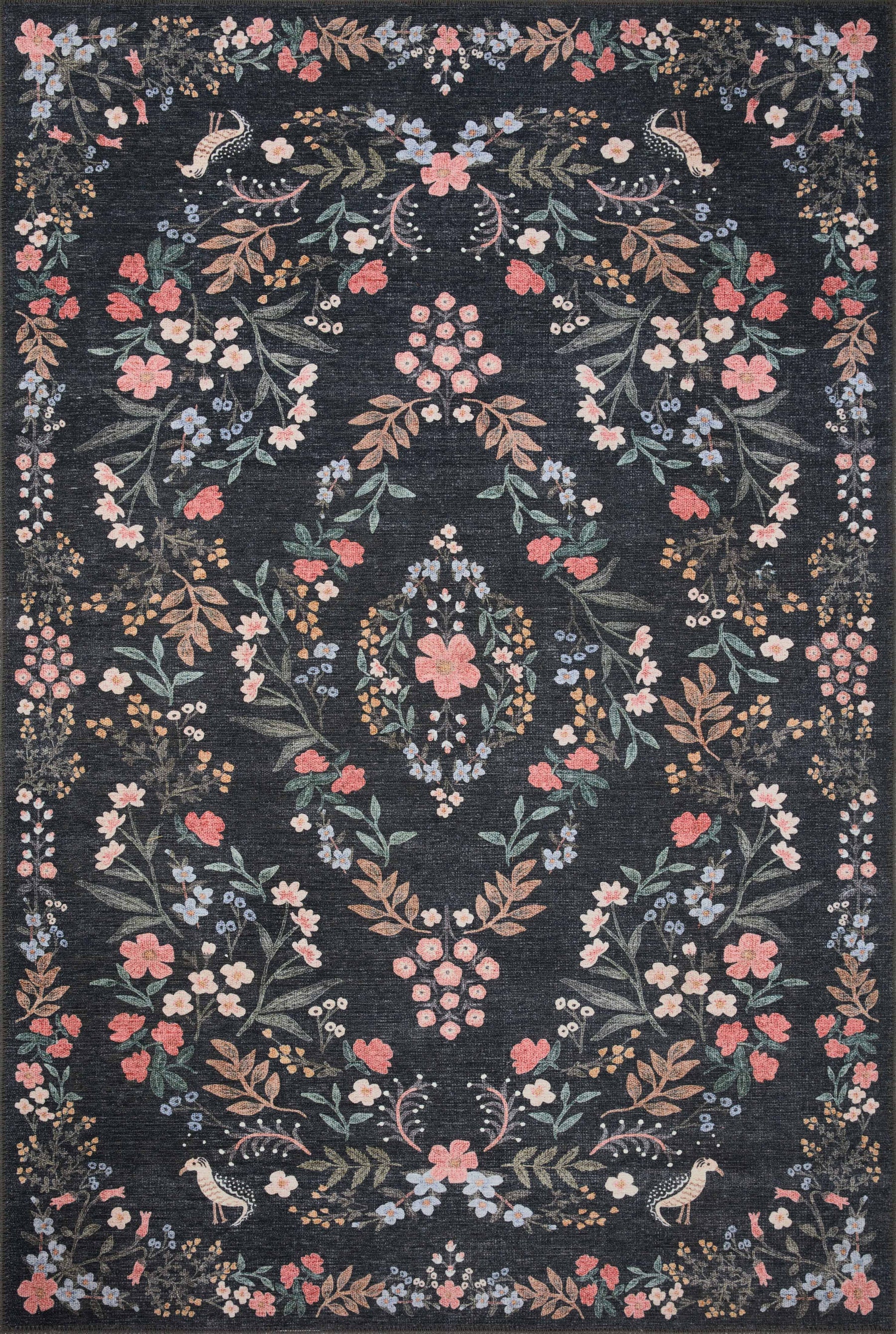 Rifle Paper Co. x Loloi 2'6" x 12'0" Black Maison Tuileries (MAO-04) Runner Area Rug
