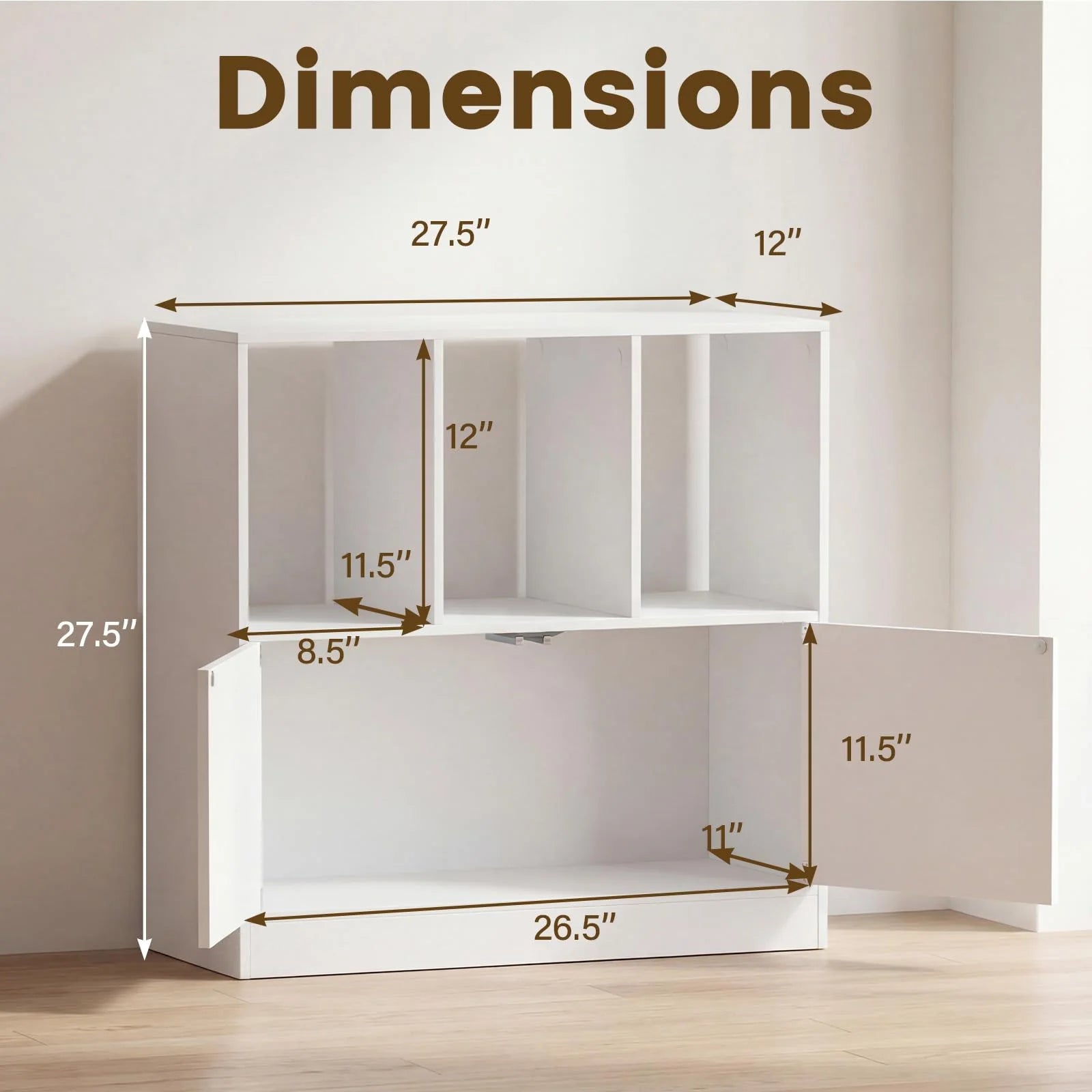 Tangkula 3-Cube Bookcase with Cabinet for Study Home Office Living Room