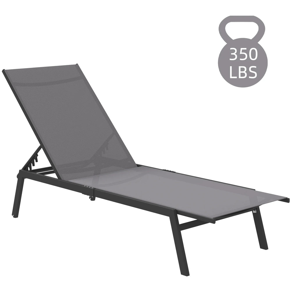 AECOJOY Patio Lounge Chairs, Outdoor Chaise Lounge with Wheels, Dark Grey