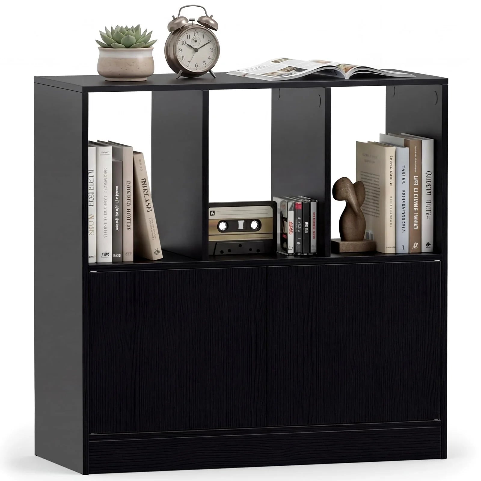 Tangkula 3-Cube Bookcase with Cabinet for Study Home Office Living Room