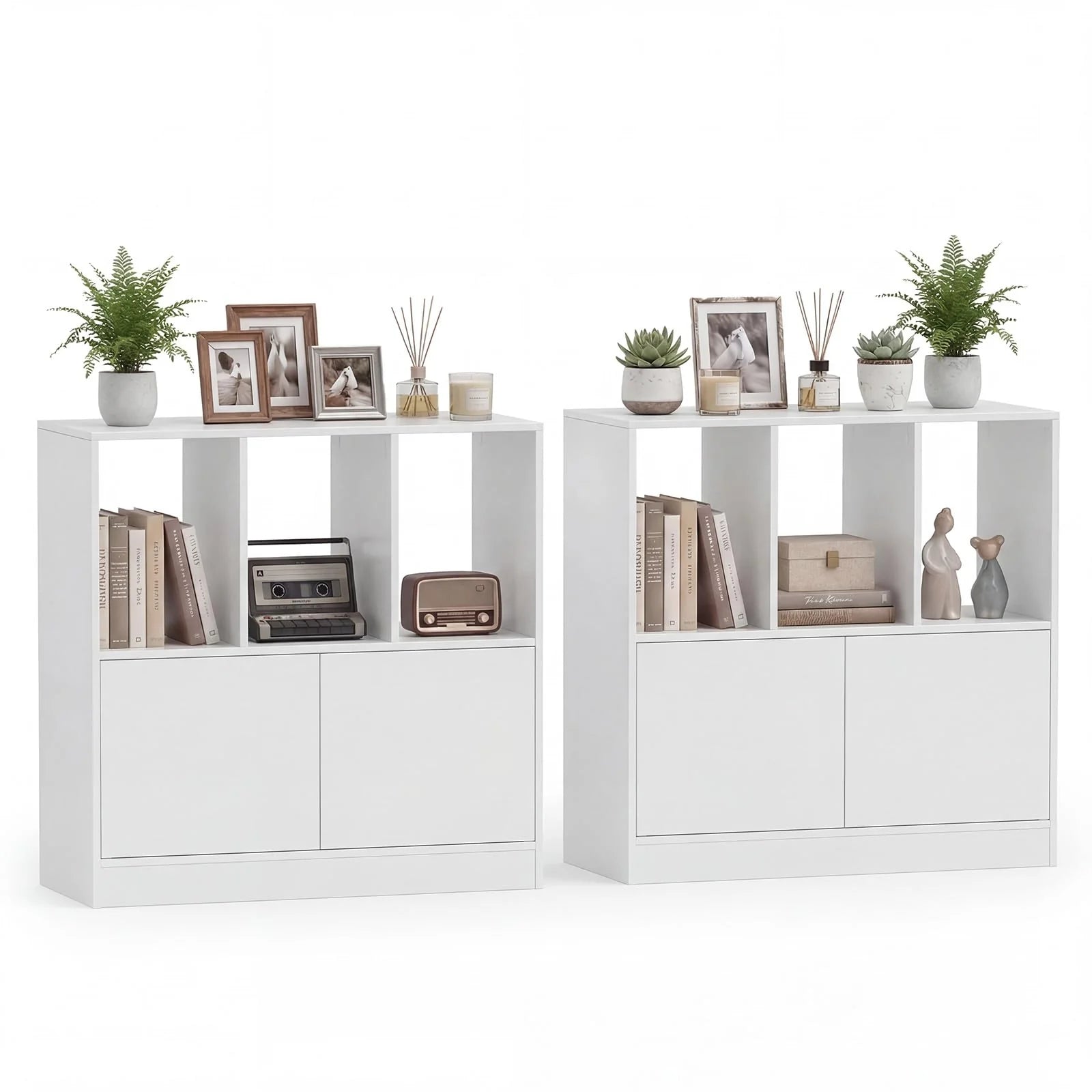 Tangkula 3-Cube Bookcase with Cabinet for Study Home Office Living Room