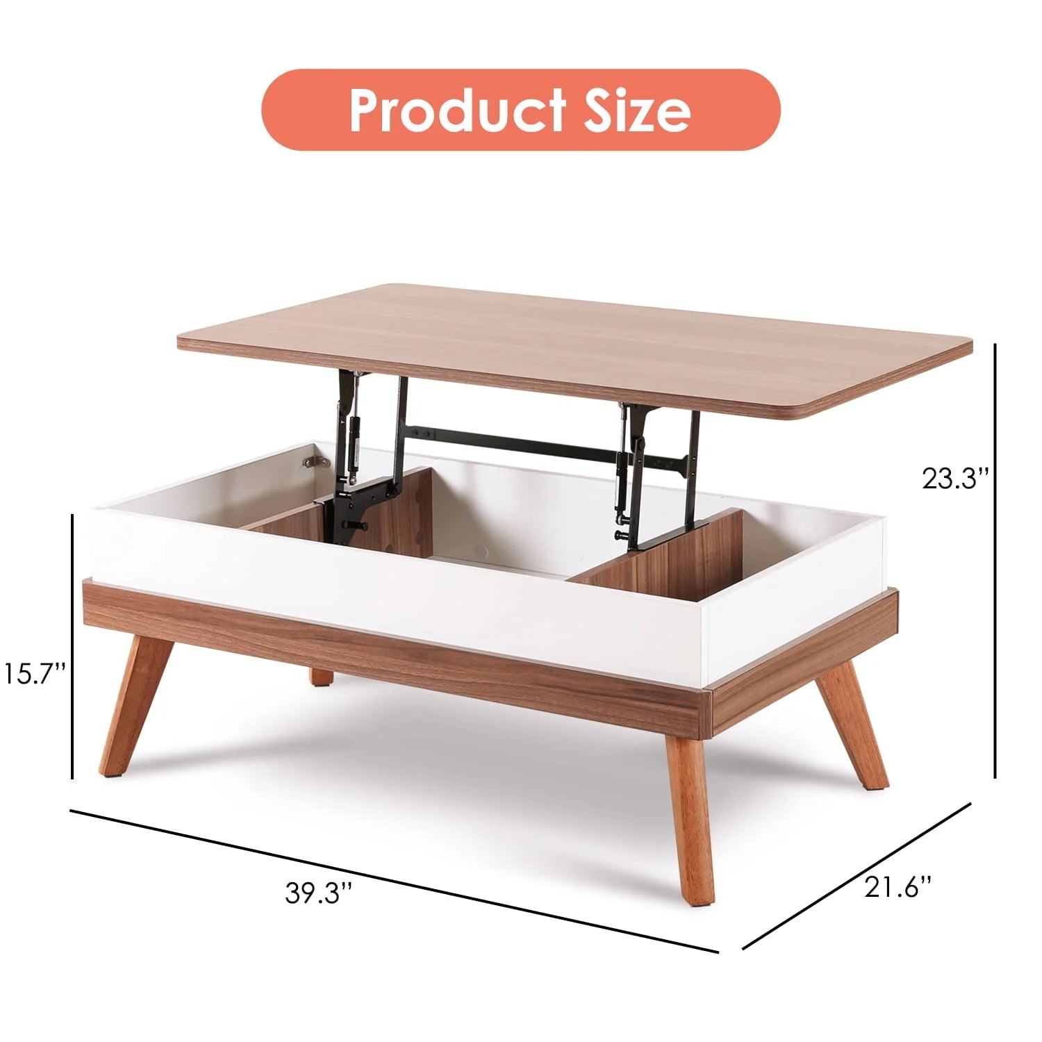 Bidiso Lift Top Coffee Table, Easy - to - Assembly Center Table with Hidden Storage Compartment, Modern Lift Tabletop Dining Table for Living Room Reception/Home Office, Grey Walnut