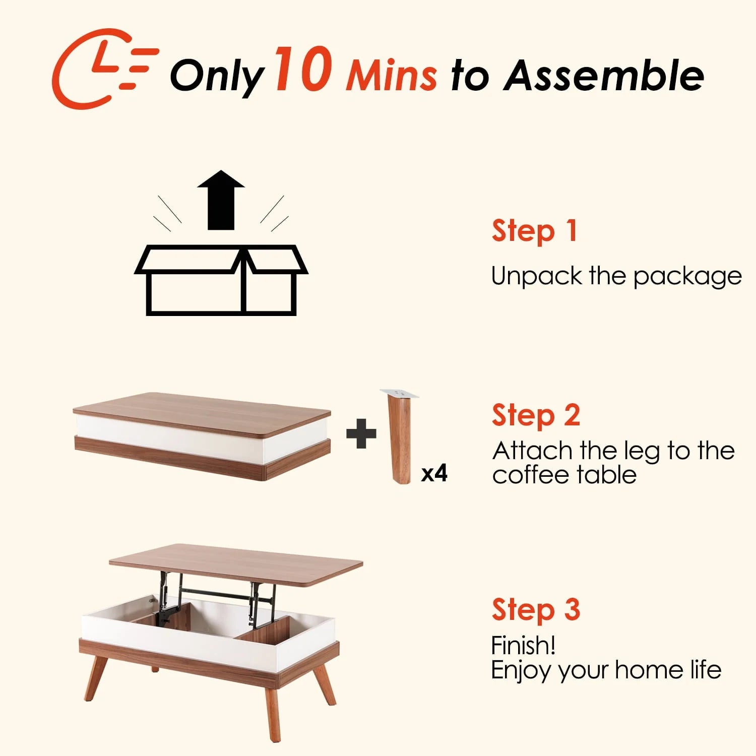 Bidiso Lift Top Coffee Table, Easy - to - Assembly Center Table with Hidden Storage Compartment, Modern Lift Tabletop Dining Table for Living Room Reception/Home Office, Grey Walnut
